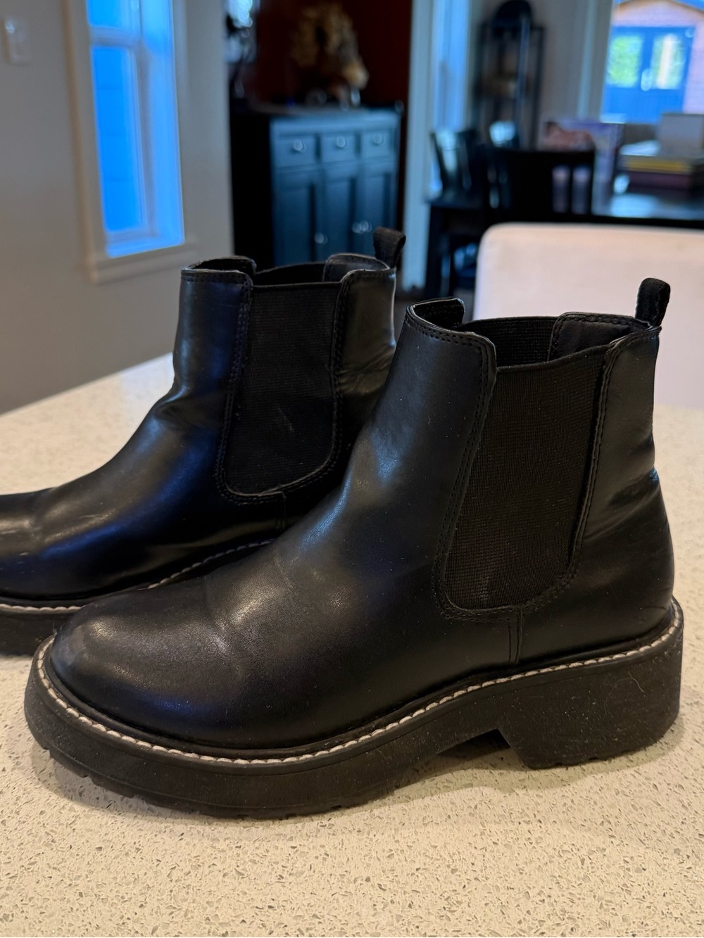 Madden Girl Black Leather Chelsea Ankle Boots